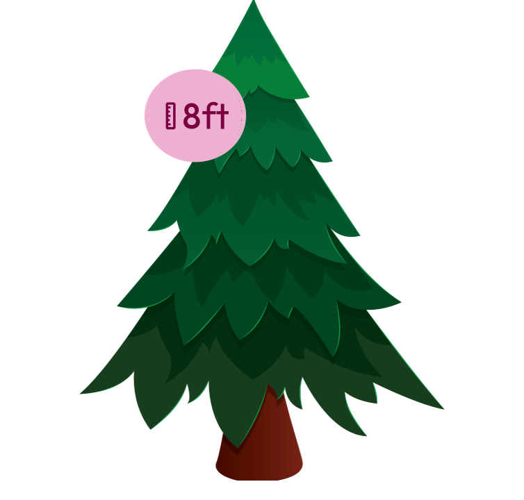 Illustration of an 8ft Christmas tree