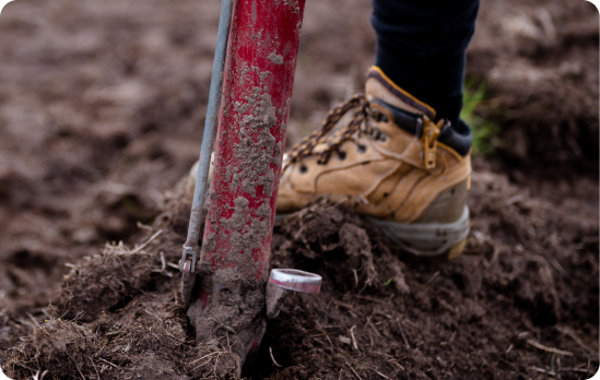 Image of a person digging up dirt as part of the recycle program