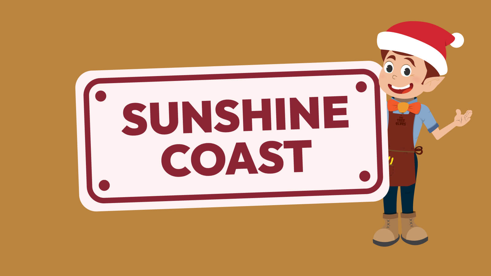 Cartoon Elf with Sunshine Coast Board