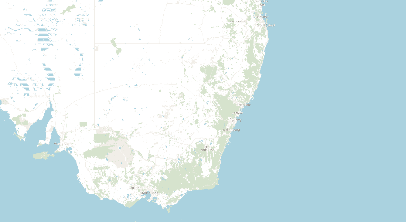Map of eastern Australia showing the five regions The Tree Elves delivers to